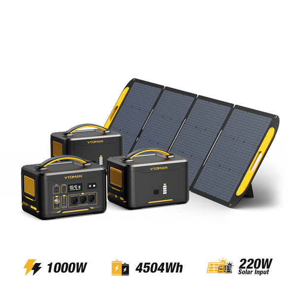 Balíček JUMP1000+2*Přídavná baterie+2*100W solární panel