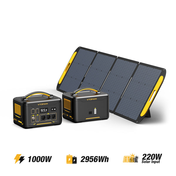 Balíček JUMP1000+přídavná baterie+2*100W solární panel